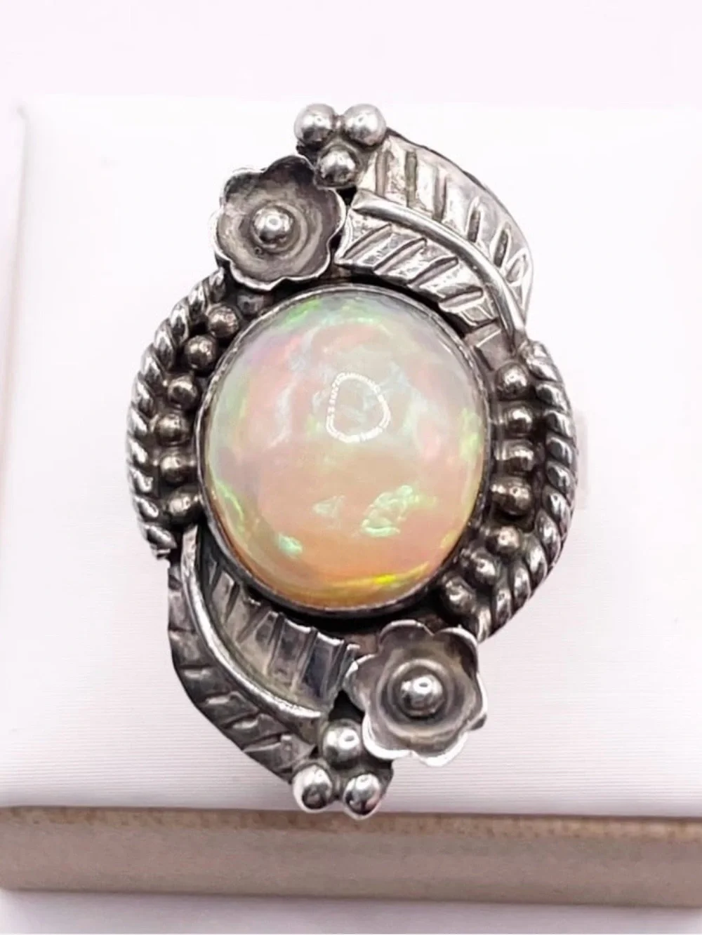 Size 6 Ethiopian Opal 925 Sterling Silver Ring